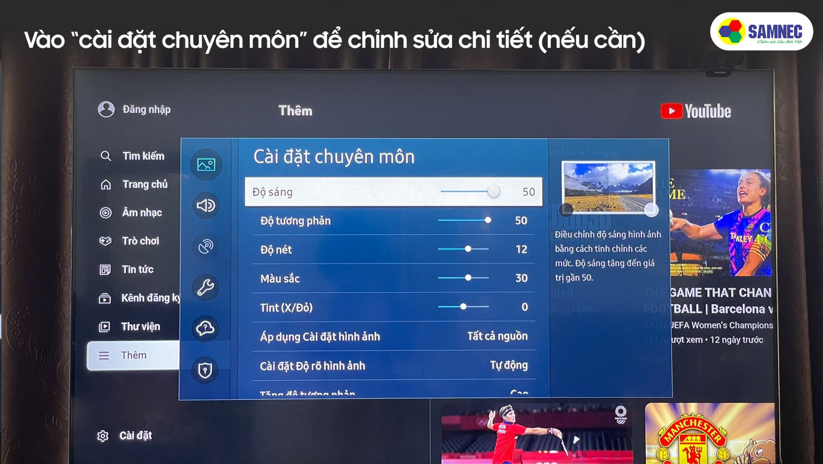 Vào “cài đặt chuyên môn” để chỉnh sửa chi tiết (nếu cần)