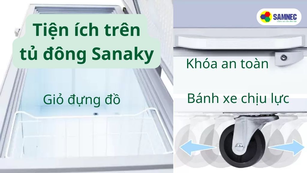 Tiện ích trên tủ đông Sanaky giá rẻ