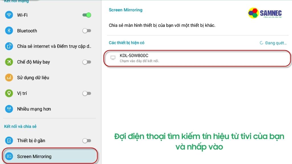 Chọn tín hiệu từ tivi