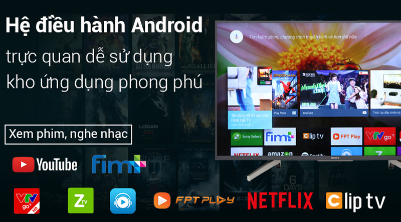 Hệ điều hành Android trên Android Tivi Sony 4K 55 inch KD-55X7500F Hệ điều hành Android trên Android Tivi Sony 4K 55 inch KD-55X7500F