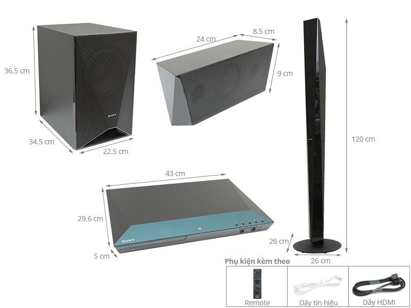 Thông số kỹ thuật Dàn âm thanh 5.1 Sony BDV-E6100