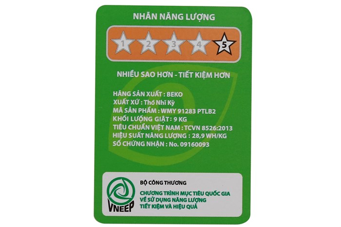 Máy được gắn nhãn tiết kiệm năng lượng 5/5 sao. Máy được gắn nhãn tiết kiệm năng lượng 5/5 sao.
