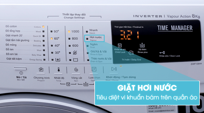 Nhiều chức năng tùy chọn Chức năng giặt hơi nước tiện dụng