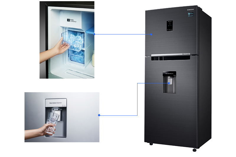 Tiện lợi hơn với tính năng làm đá tự động và lấy nước lạnh bên ngoài không cần mở tủ Tiện lợi hơn với tính năng làm đá tự động và lấy nước lạnh bên ngoài không cần mở tủ