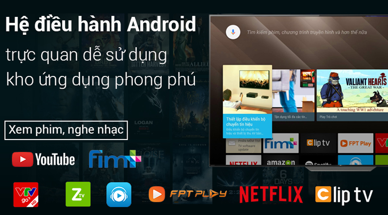 Hệ điều hành Android trên Tivi OLED Sony 4K 55 inch KD-55A8F Hệ điều hành Android trên Tivi OLED Sony 4K 55 inch KD-55A8F