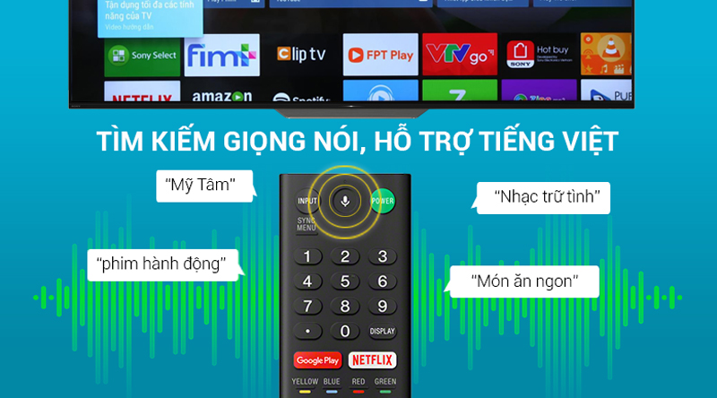 Remote thông minh tìm kiếm giọng nói trên Android Tivi OLED Sony 4K 55 inch KD-55A8F Remote thông minh tìm kiếm giọng nói trên Android Tivi OLED Sony 4K 55 inch KD-55A8F