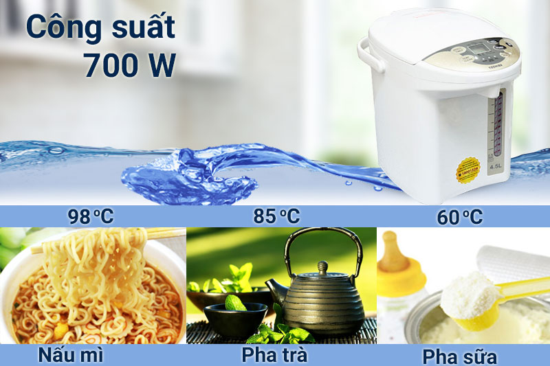 Bình thủy điện Toshiba PLK-45SF(WT)VN 4.5 lít Bình thủy điện Toshiba PLK-45SF(WT)VN 4.5 lít
