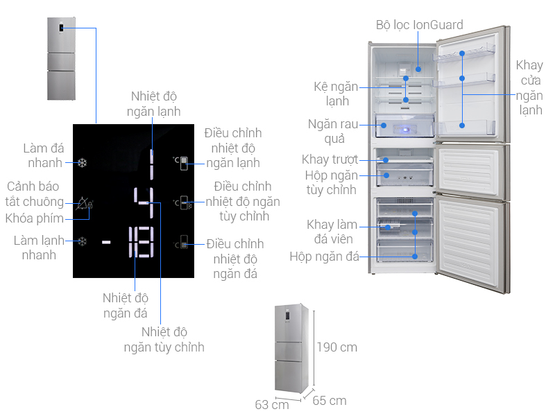 Thông sá» kỹ thuáºt Tá»§ lạnh Beko 340 lÃt RTNT340E50VZX