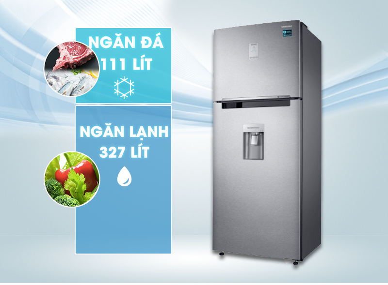 Chiếc tủ lạnh Samsung RT43K6631SLSV có thiết kế với gam màu xám bạc hiện đại và tươi mới Chiếc tủ lạnh Samsung RT43K6631SLSV có thiết kế với gam màu xám bạc hiện đại và tươi mới