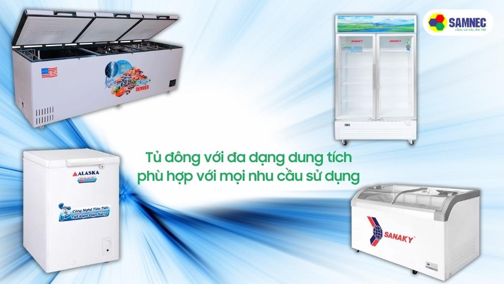 Tủ đông đa dạng dung tích