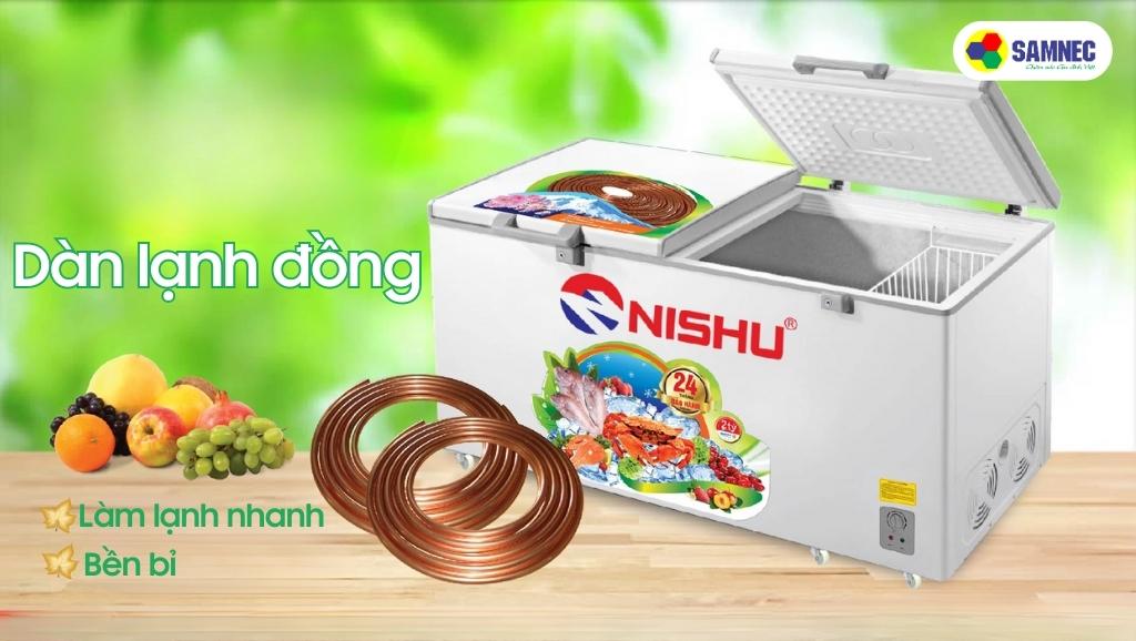 Dàn lạnh đồng giúp tủ đông làm lạnh nhanh, hoạt động bền bỉ