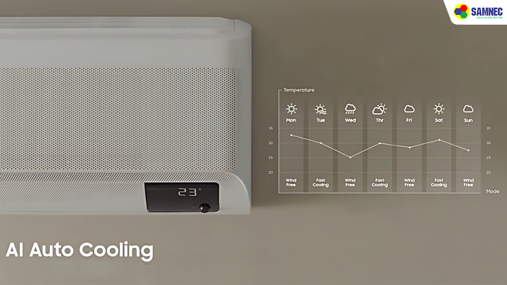Công nghệ AI Auto Cooling trên dòng điều hòa Samsung Wind-Free