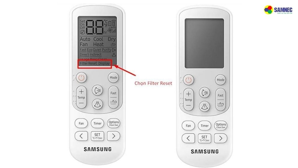 Reset Filter trên remote điều hòa Samsung