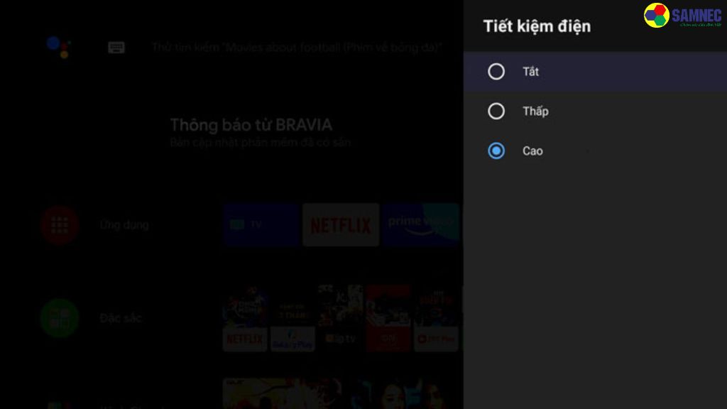 Bước 6:&nbsp;Sau đó tùy chọn các mức tiết kiệm điện khác nhau phù hợp với nhu cầu sử dụng.