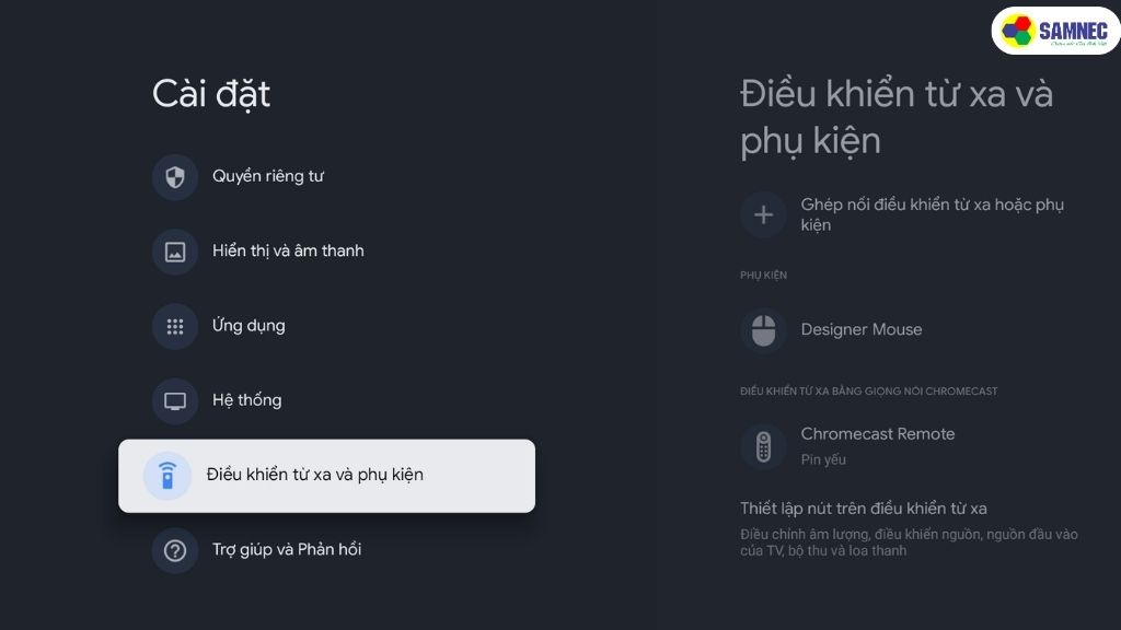 Ghép nối Remote với Google TV/ Android TV
