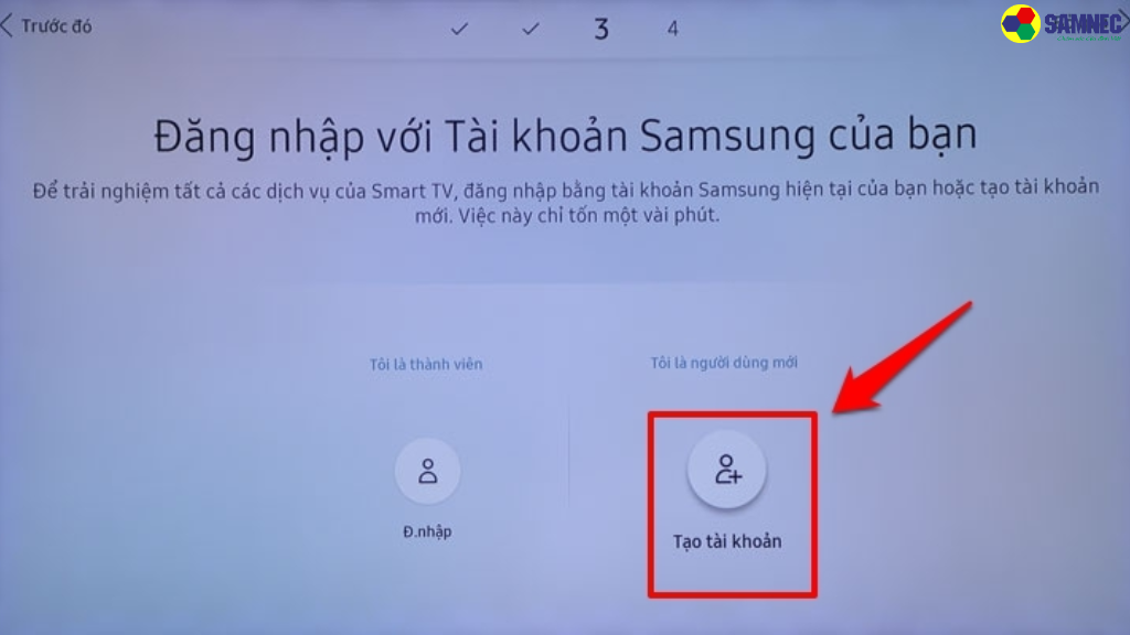 Bước 4: Chọn Tạo tài khoản (Sign Up) để tạo tài khoản mới 