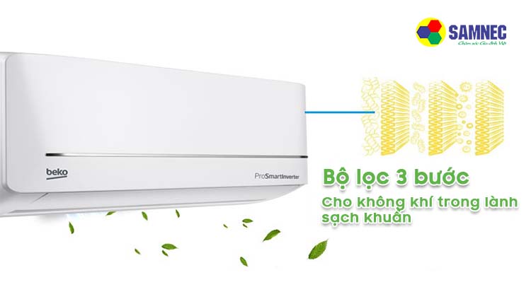 Bộ lọc không khí 3 bước trên điều hòa Beko 12000 BTU