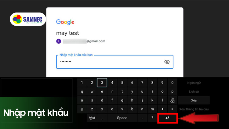 Nhập mật khẩu tài khoản Gmail