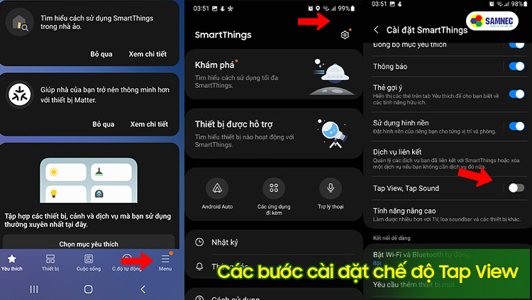 Hướng dẫn các bước cài đặt chế độ Tap View