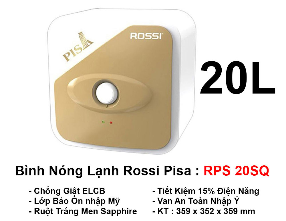 Bình Nóng Lạnh Rossi Pisa 15L Vuông RPS 15SQ Bình Nóng Lạnh Rossi Pisa 15L Vuông RPS 15SQ