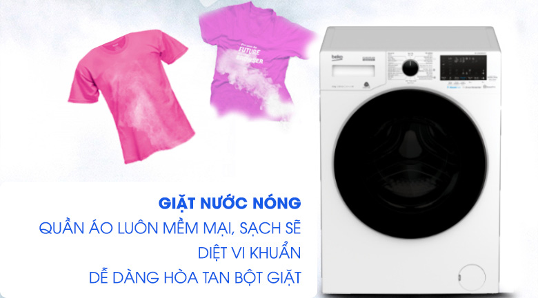 Giặt nước nóng-Máy giặt Beko Inverter 10 kg WCV10749XMST Giặt nước nóng-Máy giặt Beko Inverter 10 kg WCV10749XMST