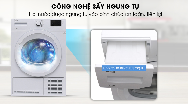 Công nghệ sấy ngưng tụ - Máy sấy quần áo ngưng tụ Beko 8kg DU8133GA0W Công nghệ sấy ngưng tụ - Máy sấy quần áo ngưng tụ Beko 8kg DU8133GA0W