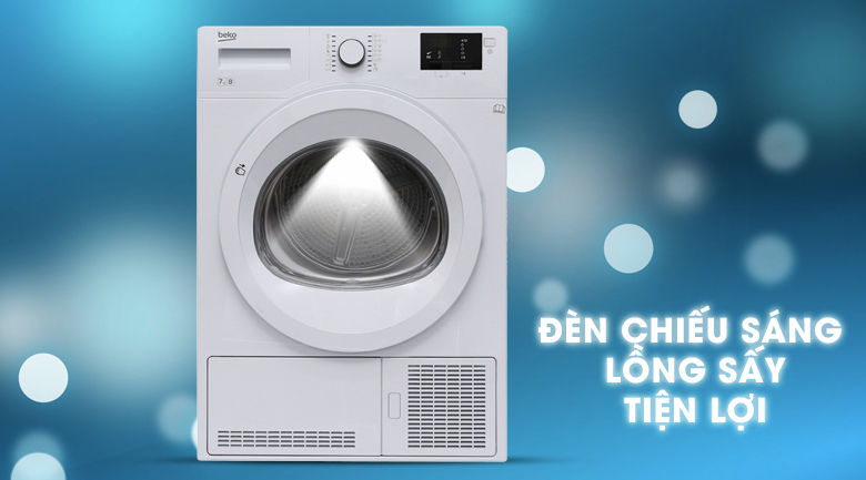 Đèn chiếu sáng lồng sấy - Máy sấy quần áo ngưng tụ Beko 8kg DU8133GA0W Đèn chiếu sáng lồng sấy - Máy sấy quần áo ngưng tụ Beko 8kg DU8133GA0W