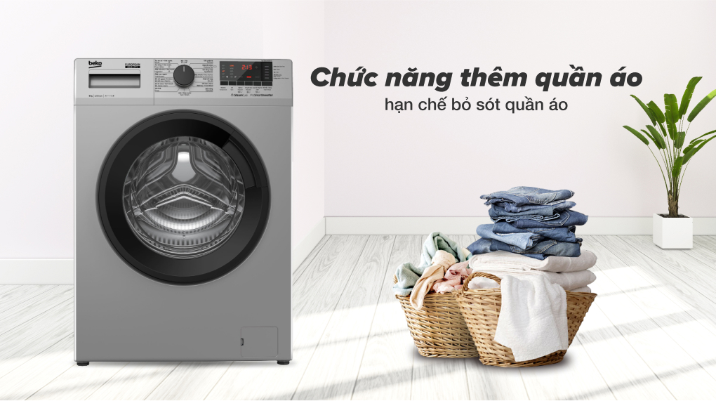 Chức năng thêm đồ giặt trên máy giặt Beko 8kg WCV8614XB0STW