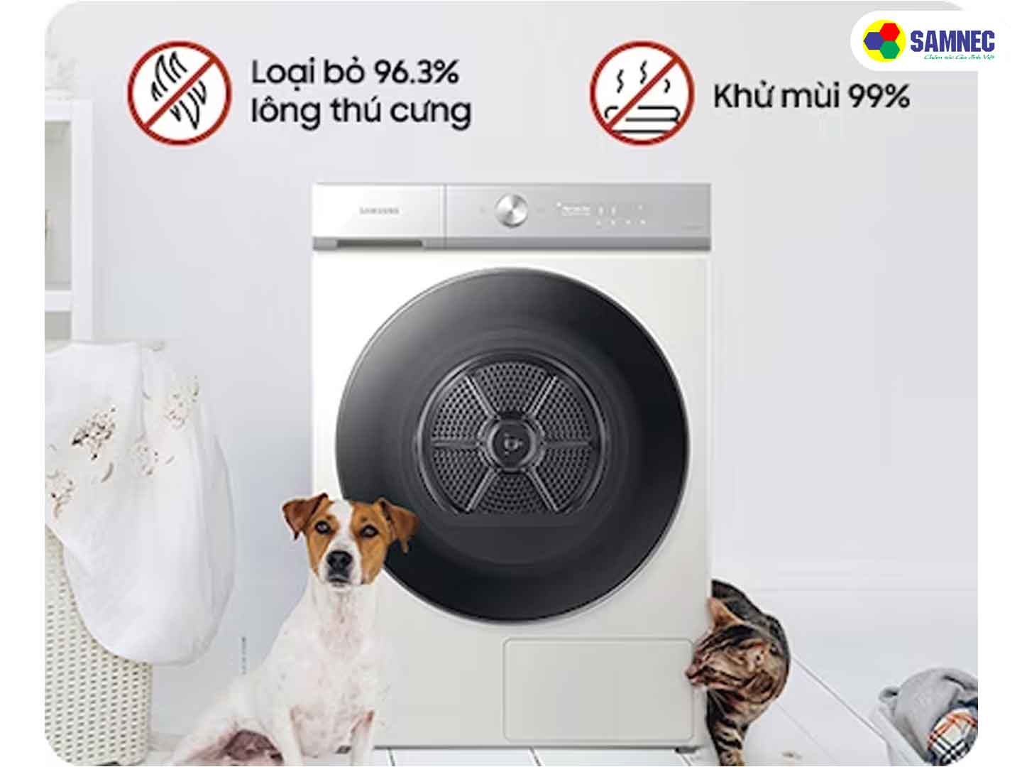 Chu trình Pet Care trên máy sấy quần áo Samsung Bespoke AI Heatpump DV17B9750CV/SV