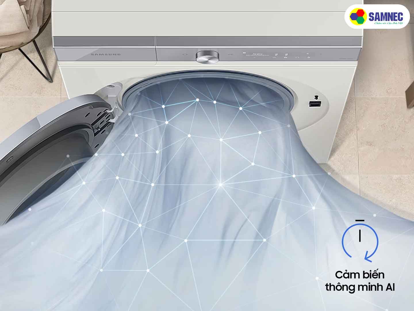 Sấy cảm biến thông minh AI Dry trên máy sấy quần áo Samsung Bespoke AI Heatpump DV17B9750CV/SV