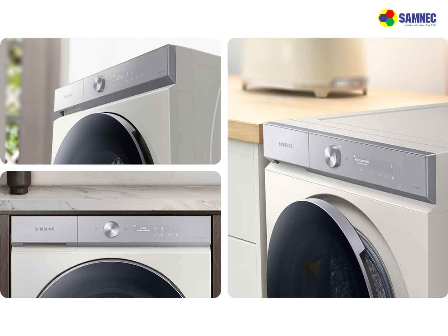 Thiết kế Bespoke tinh giản hiện đại trên máy sấy quần áo Samsung Bespoke AI Heatpump DV17B9750CV/SV
