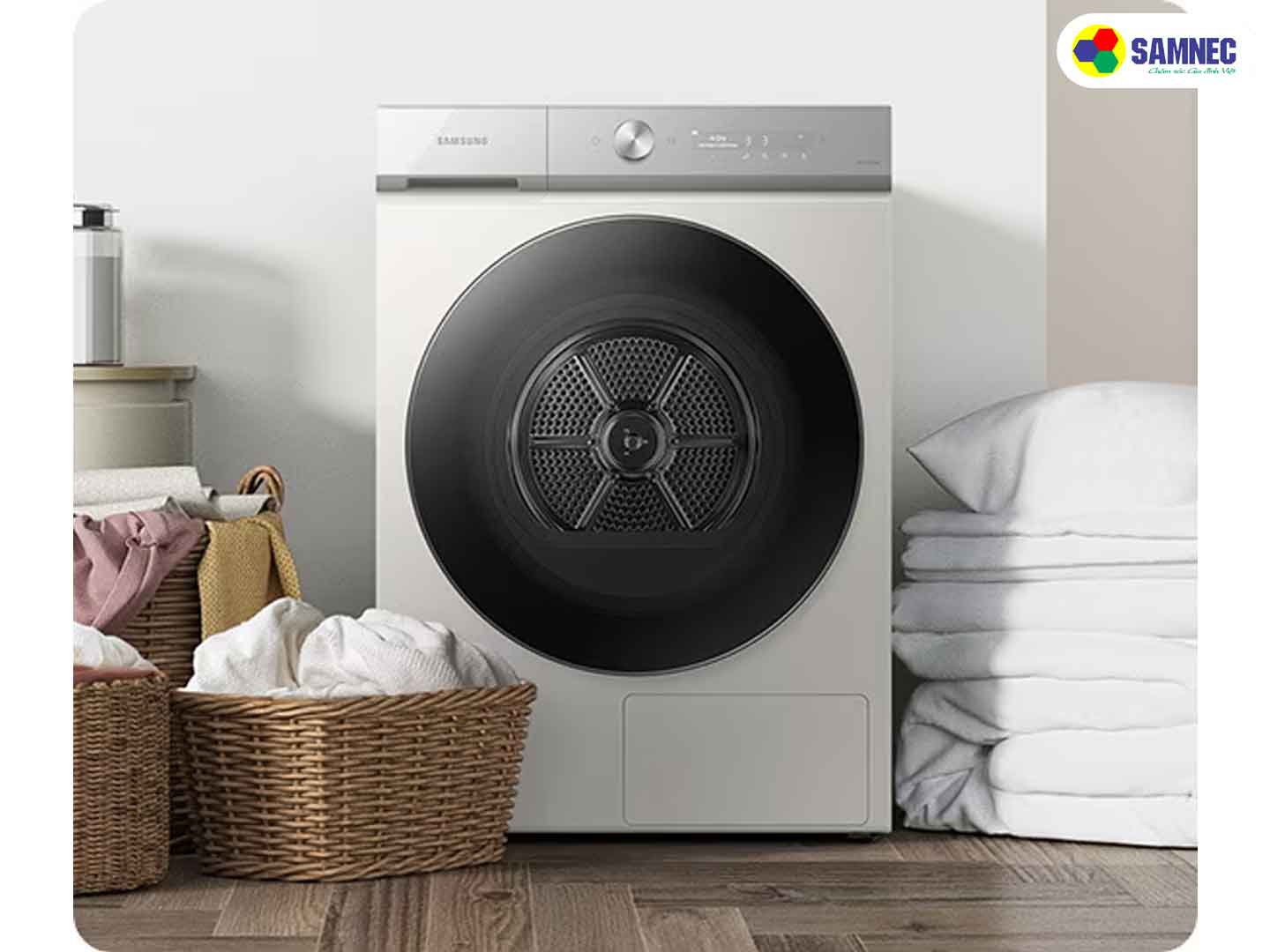 Lồng sấy lớn, sấy nhiều hơn trên máy sấy quần áo Samsung Bespoke AI Heatpump DV17B9750CV/SV