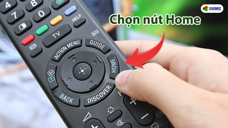 Chọn Home và Cài đặt trên màn hình TV Sony