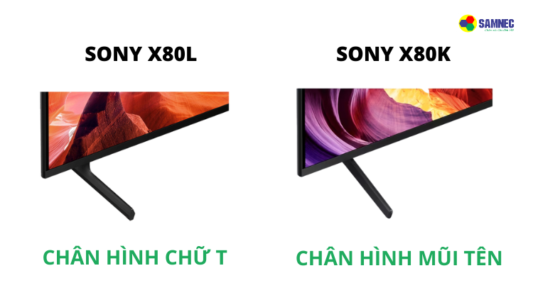 Chân đế tivi sony X80L thay đổi so với tivi Sony X80K