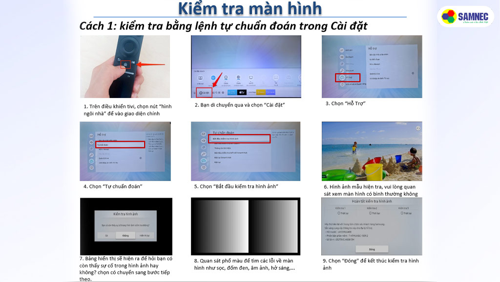 Cách kiểm tra màn hình tivi qua lệnh tự chuẩn đoán