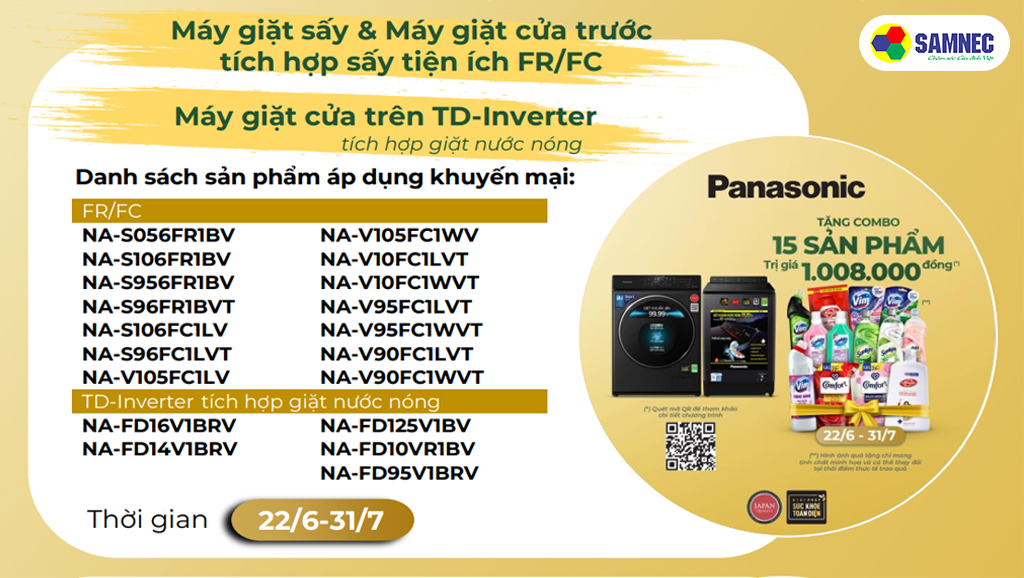Combo quà tặng 15 món khi mua máy giặt Panasonic