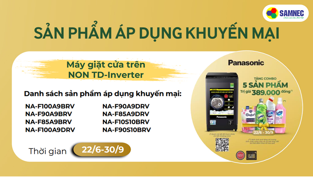 Combo quà tăng 5 món khi mua máy giặt Panasonic