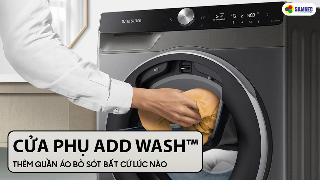 máy giặt cửa ngang Samsung có cửa phụ AddWash