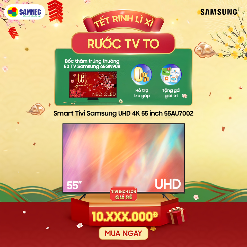 Thiết kế Smart tivi Samsung AU7002