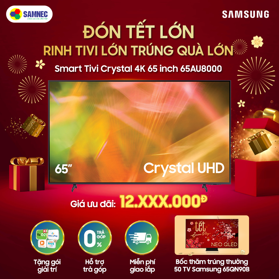 Tivi Samsung cỡ lớn giá rẻ 65 inch au8000
