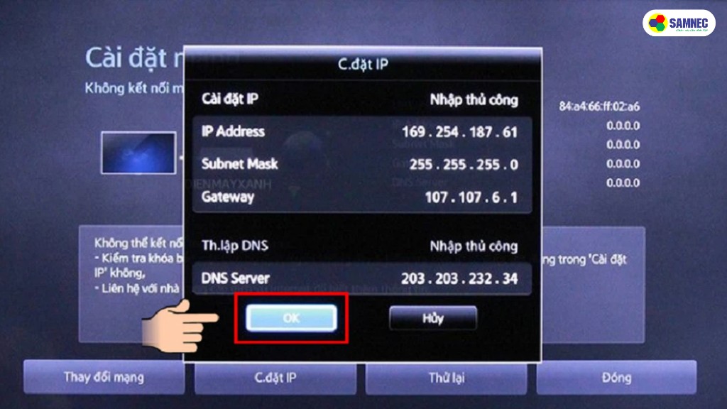 Trường hợp 3: Tivi Xiaomi gặp vấn đề với địa chỉ IP