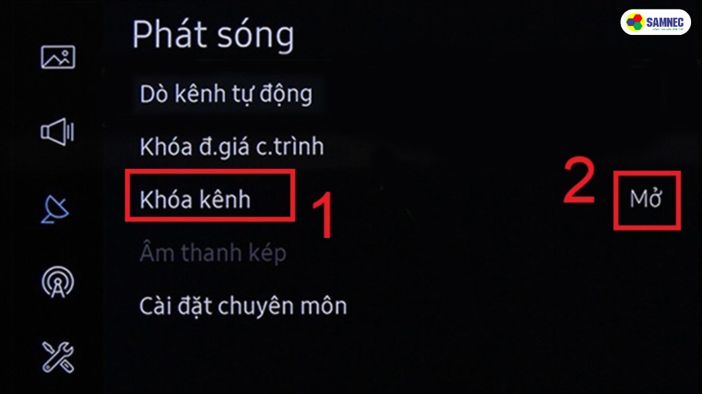 Khóa trẻ em cho kênh trên tivi Samsung