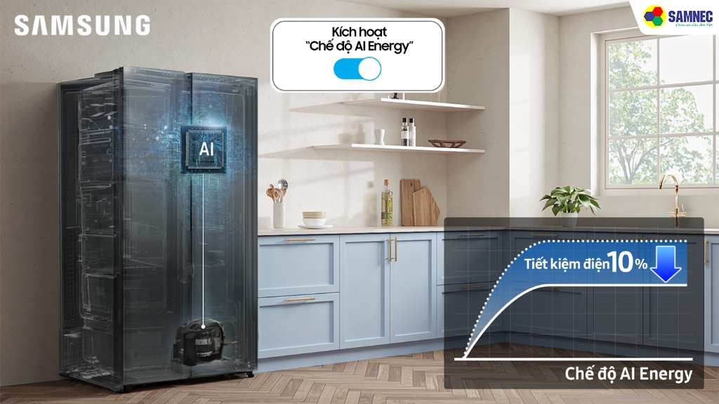 Tủ lạnh Samsung được trang bị các công nghệ AI tiết kiệm điện thông minh