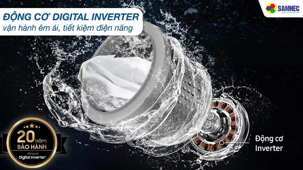 Máy giặt Bespoke AI 10 Kg Samsung WW10DB7U34GWSV- Công nghệ inverter