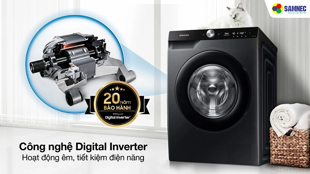 Máy giặt AI EcoBubble Inverter 12 kg Samsung WW12CG604DLBSV- Công nghệ Digital inverter