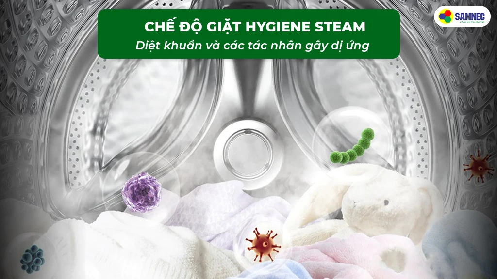 công nghệ hygiene steam diệt khuẩn 99,9%