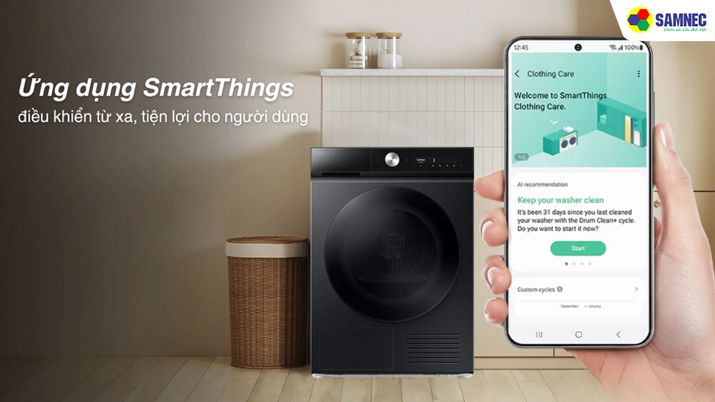 Máy sấy bơm nhiệt 10 Kg Samsung DV10BB9440GBSV- Tiện ích