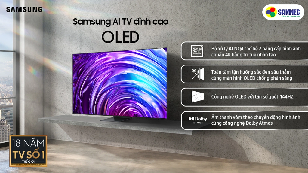 Smart Tivi OLED 4K 77 Inch Samsung QA77S95DAKXXV- Thiết kế