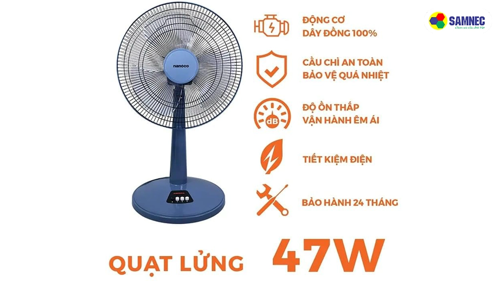 Quạt lửng Nanoco 3 cánh NLF1623BL- thiết kế