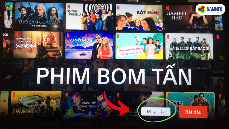 Chọn đăng nhập trên Netflix tivi thông minh